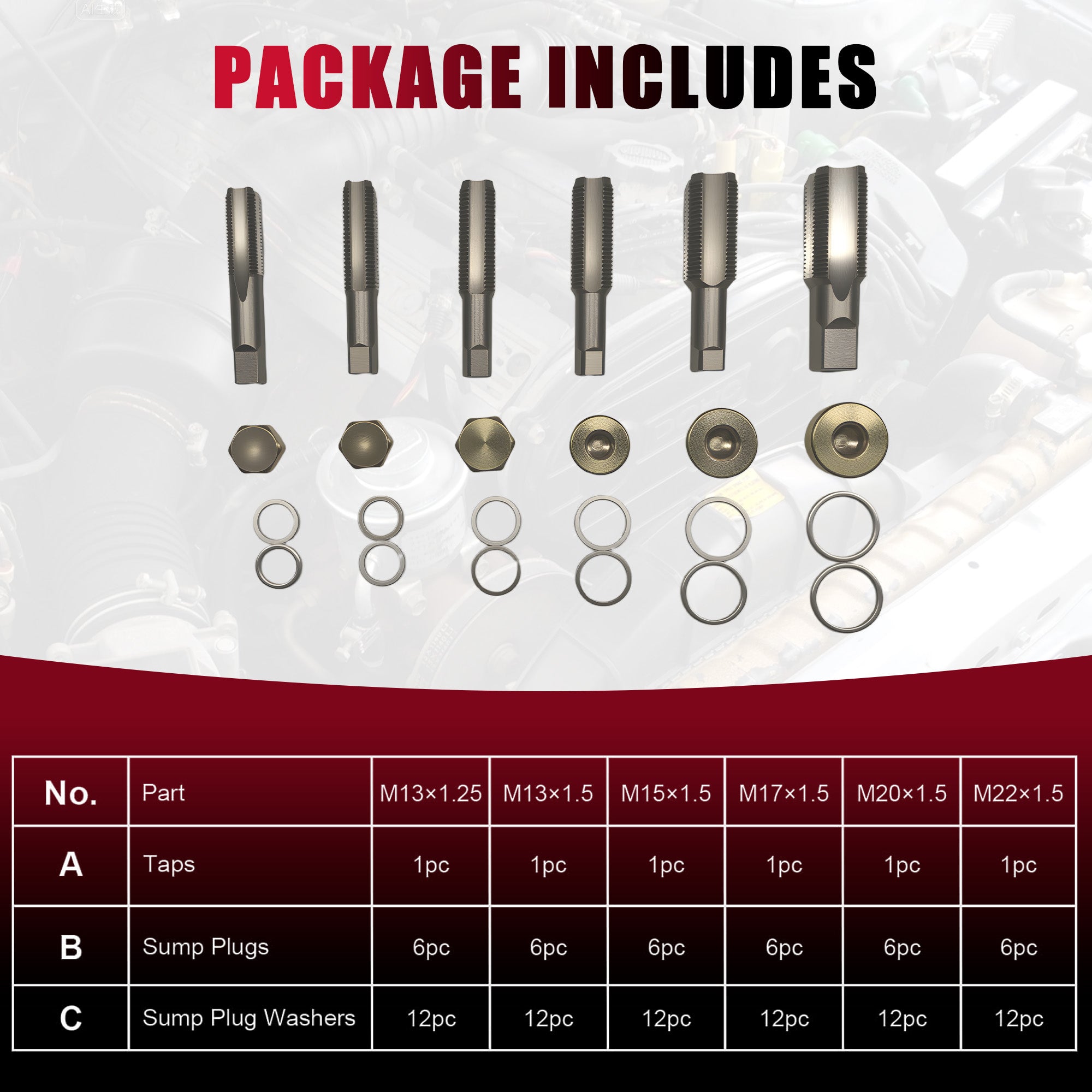 Ölablassschraube Gewindereparatur Helicoil Set, 114tlg Gewindereparatursatz Gewinde Reparatur Set für Ölwanne Schraube M13 M15 M17 M20 M22 - 0