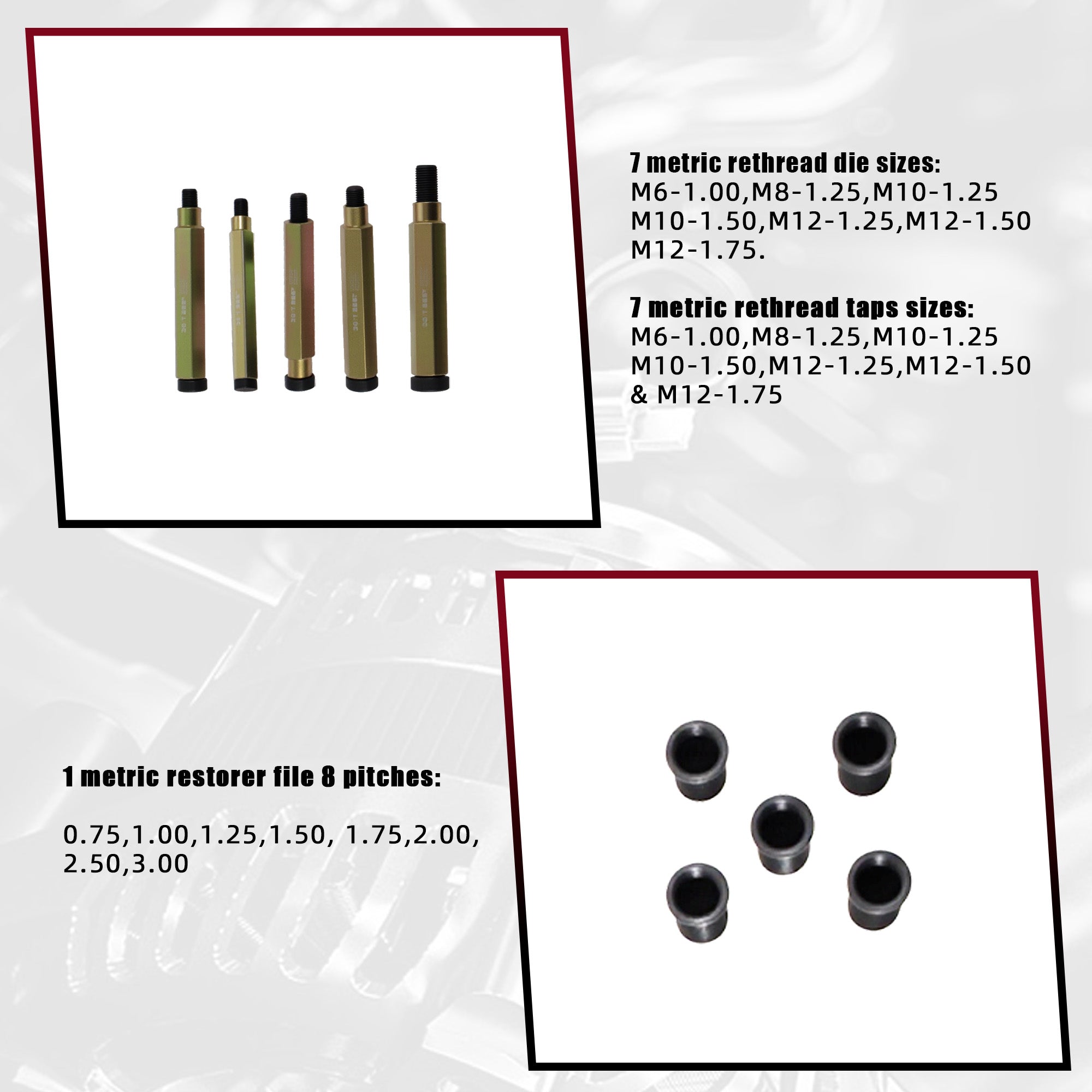 Glow plug thread repair kit | M8 - M9 - M10 - M12 Art.: 2042
