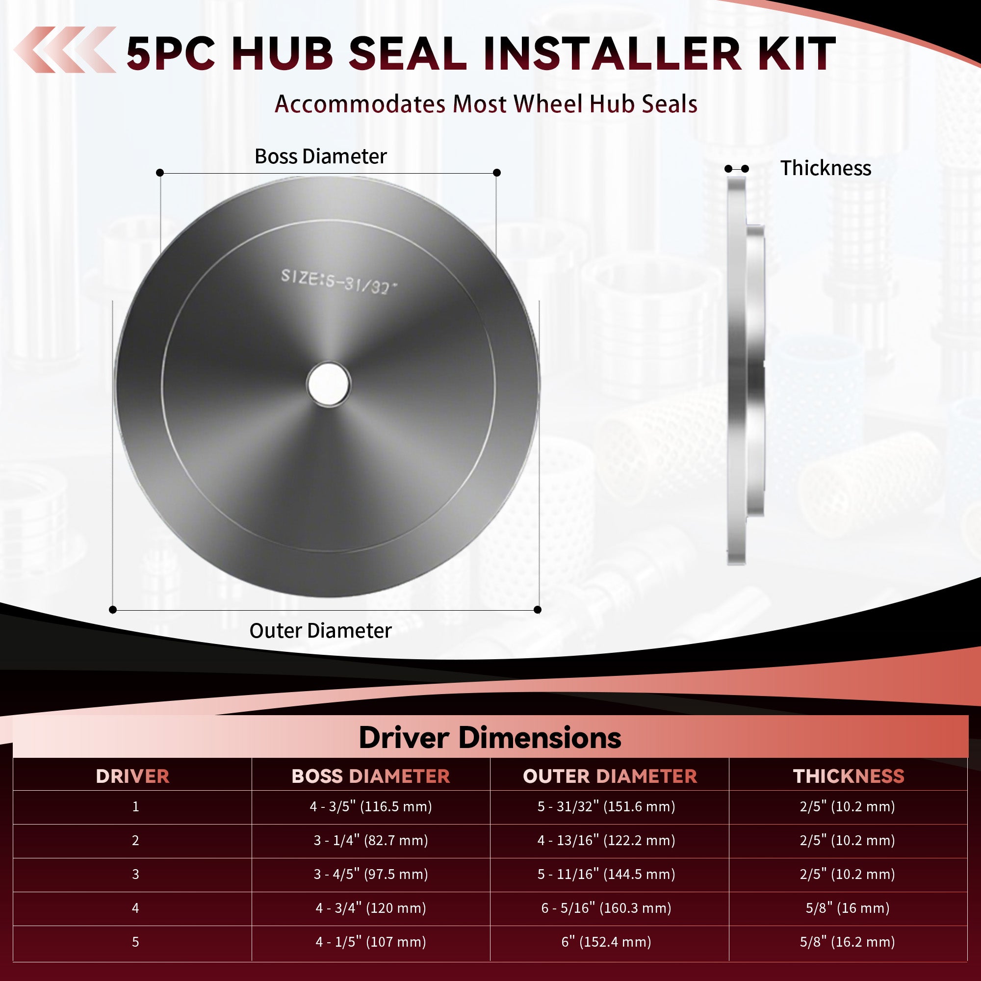 9-piece bearing and seal driver set (8205598000)